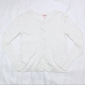 Girls White Button Down Sweater